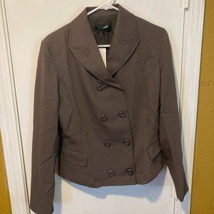 Entre Amis women's size 48 IT chocolate brown button up dove jacket crop blazer